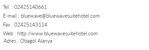 Blue Wave Suite Hotel telefon numaralar, faks, e-mail, posta adresi ve iletiim bilgileri